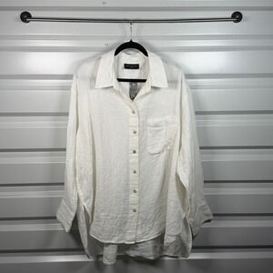 Lane Bryant White Cotton Gauze No Peek Button Down Shirt Plus Size 22/24 NEW